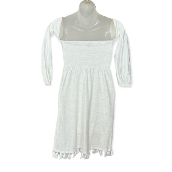 Lilly Pulitzer White Cotton Blend Smocked Summer Coverup Tunic Dress Size XXS - Picture 4 of 5
